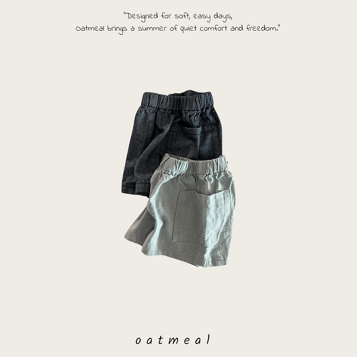 Oatmeal - Korean Children Fashion - #stylishchildhood - Pocket Denim Shorts - 5