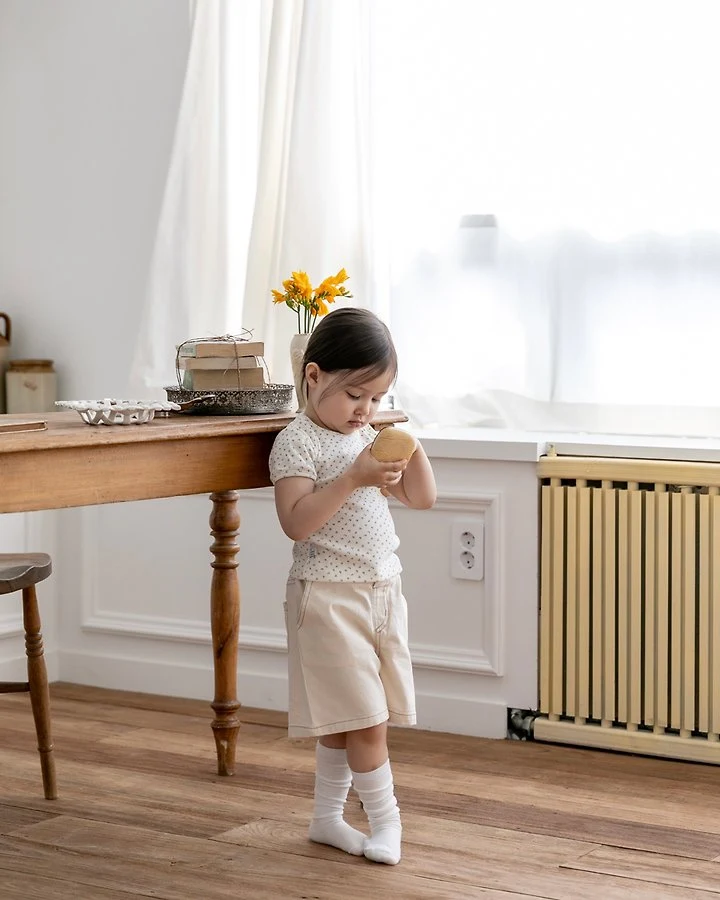 Oatmeal - Korean Children Fashion - #todddlerfashion - Flower Round Tee - 9