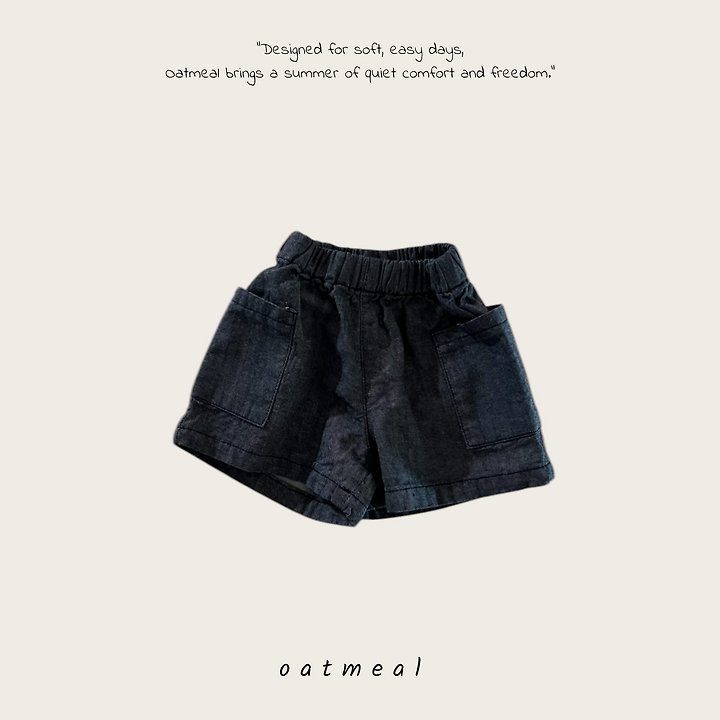 Oatmeal - Korean Children Fashion - #todddlerfashion - Pocket Denim Shorts - 3