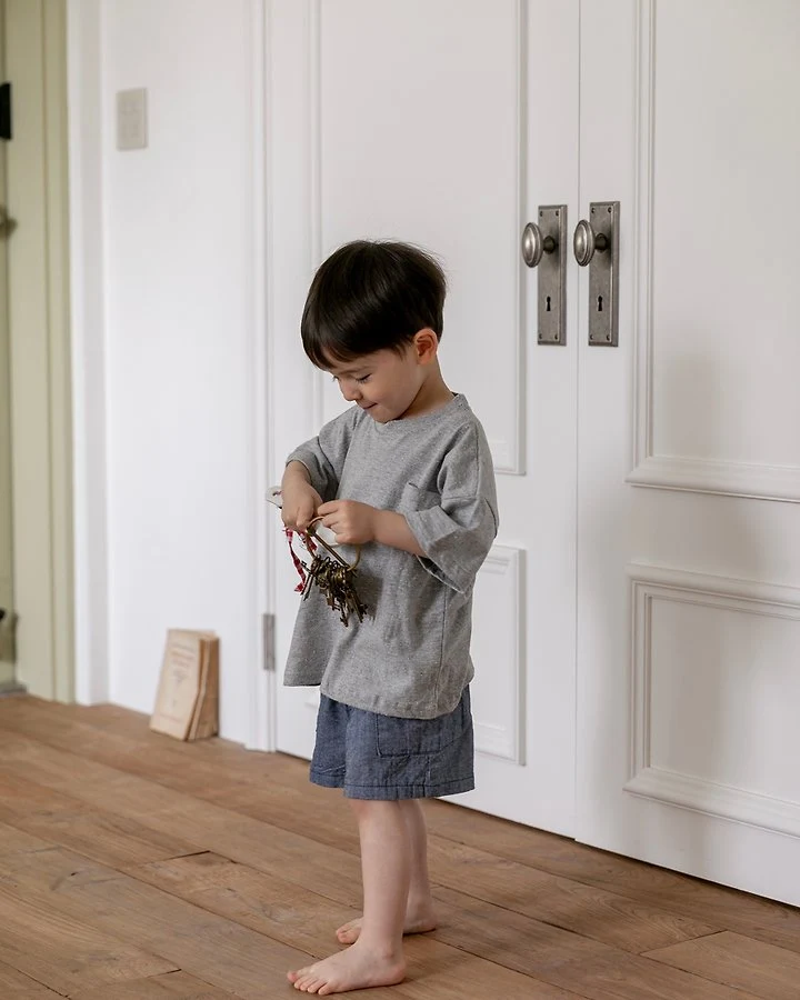 Oatmeal - Korean Children Fashion - #toddlerclothing - Pocket Round Tee - 11