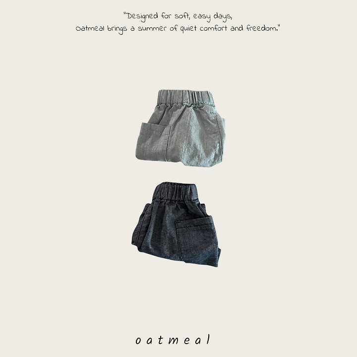 Oatmeal - Korean Children Fashion - #todddlerfashion - Pocket Denim Shorts - 4