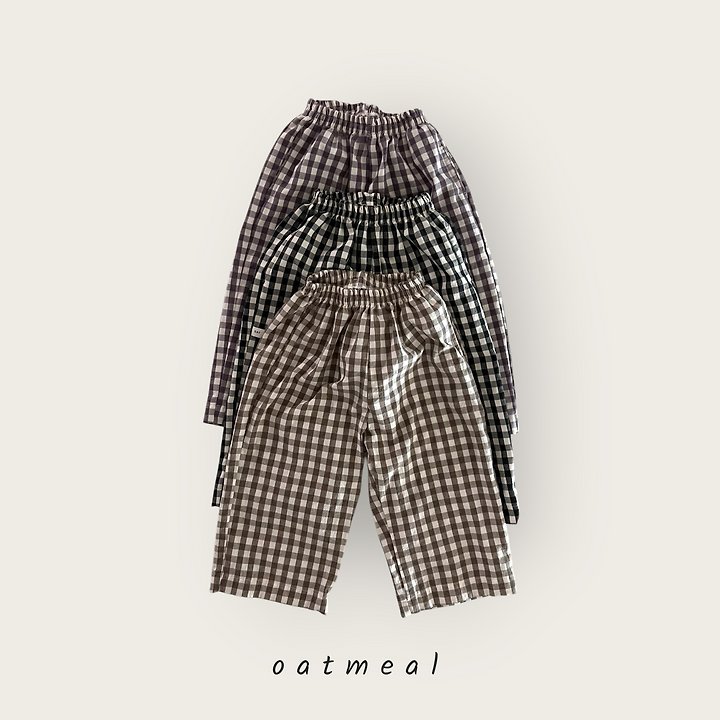 Oatmeal - Korean Children Fashion - #toddlerclothing - Basic Check Pants
