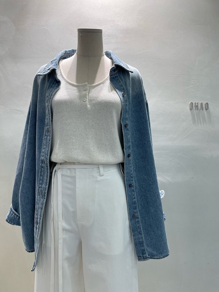 Ohao - Korean Women Fashion - #vintageinspired - Denim Shirt - 5