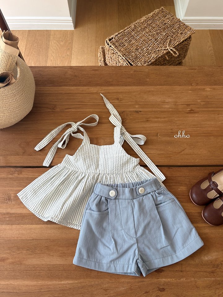 Ohho - Korean Children Fashion - #fashionkids - Pepper Stripe Strap Blouse - 3