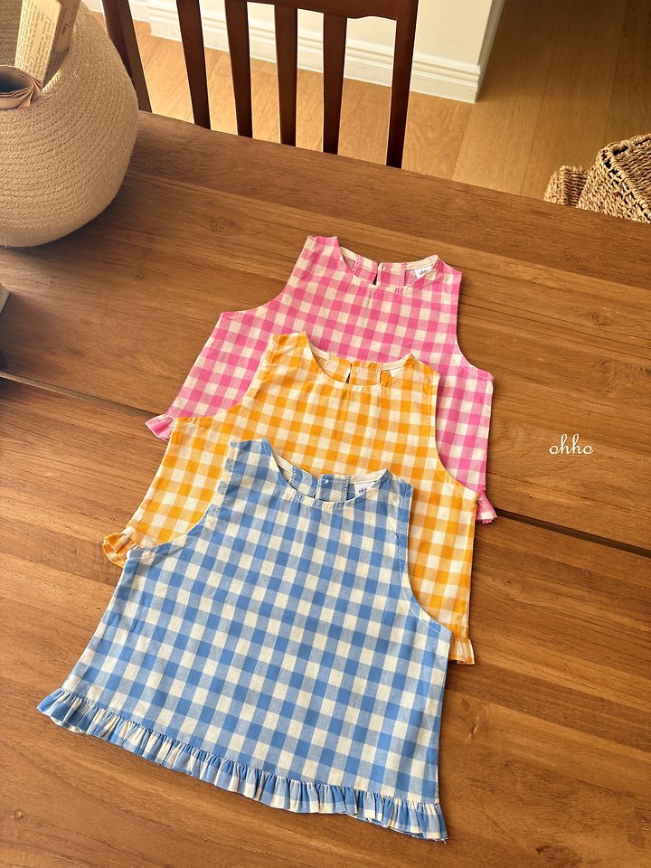 Ohho - Korean Children Fashion - #fashionkids - Check Frill Sleeveless - 7