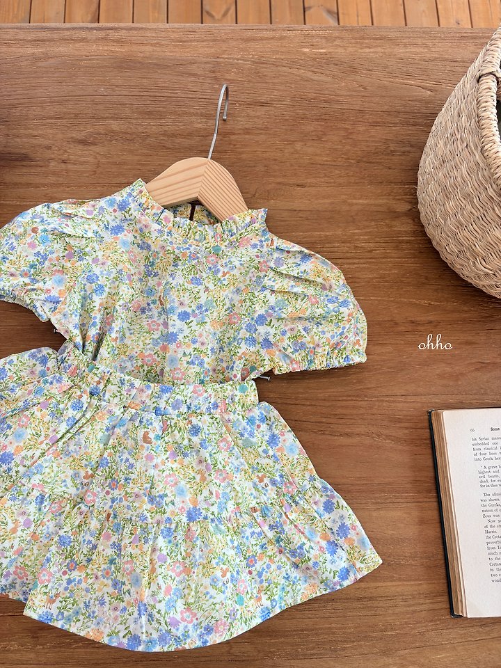Ohho - Korean Children Fashion - #fashionkids - Floral Shirring Skirt - 3