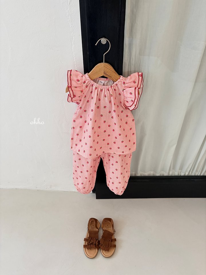 Ohho - Korean Children Fashion - #kidsshorts - Berry Berry Blouse