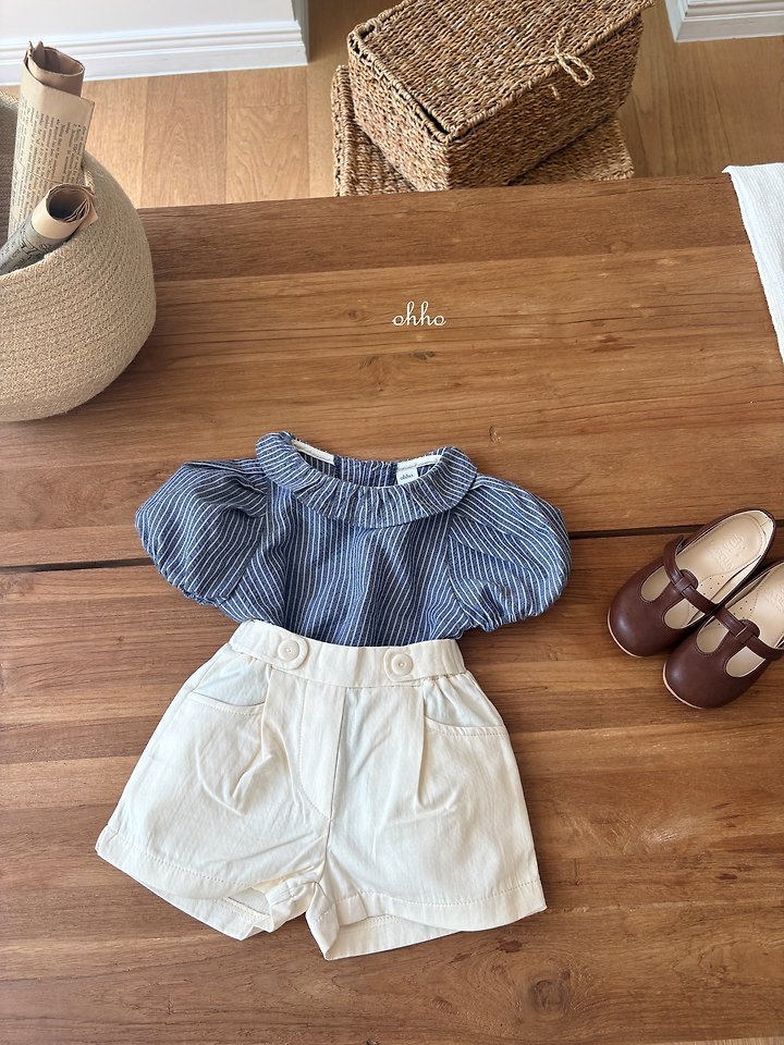 Ohho - Korean Children Fashion - #kidsshorts - Roel Stripe Blouse - 7