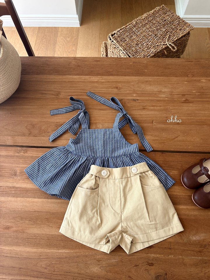 Ohho - Korean Children Fashion - #kidsstore - Pepper Stripe Strap Blouse - 5