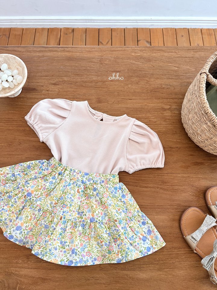 Ohho - Korean Children Fashion - #kidzfashiontrend - Floral Shirring Skirt - 6