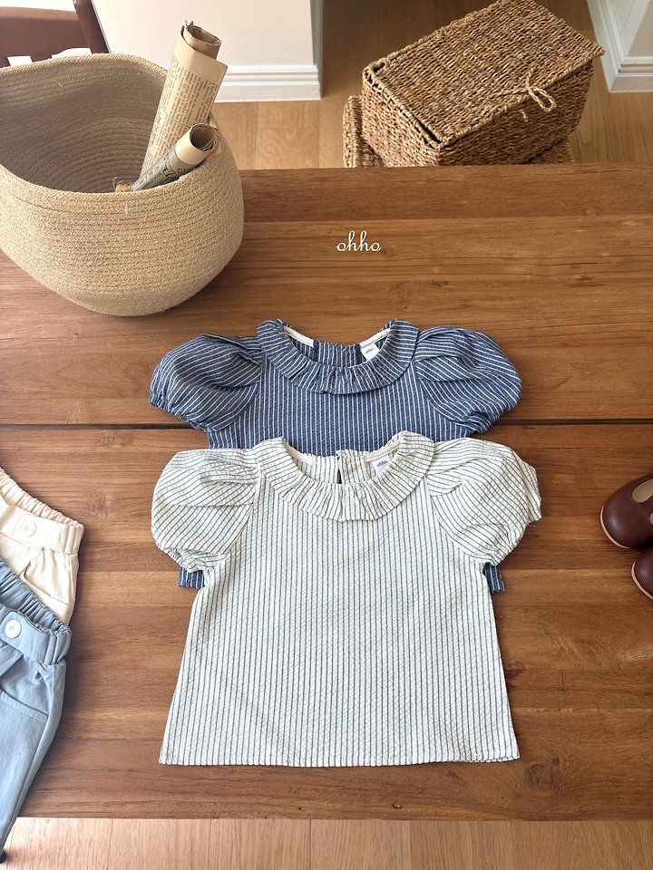 Ohho - Korean Children Fashion - #kidzfashiontrend - Roel Stripe Blouse - 9