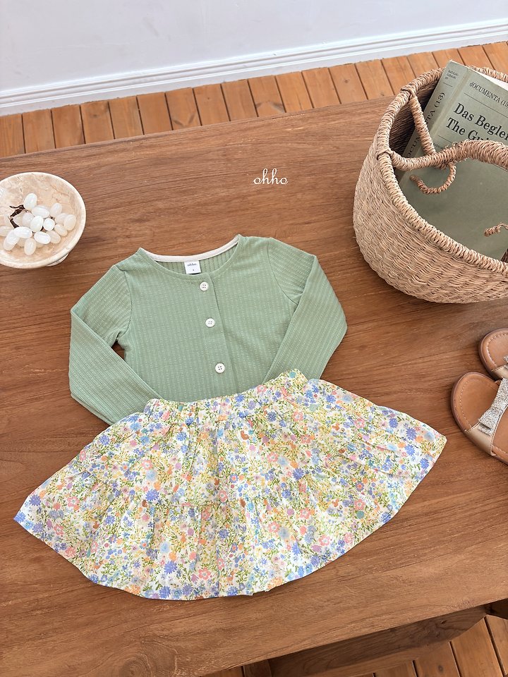 Ohho - Korean Children Fashion - #littlefashionista - Floral Shirring Skirt - 8