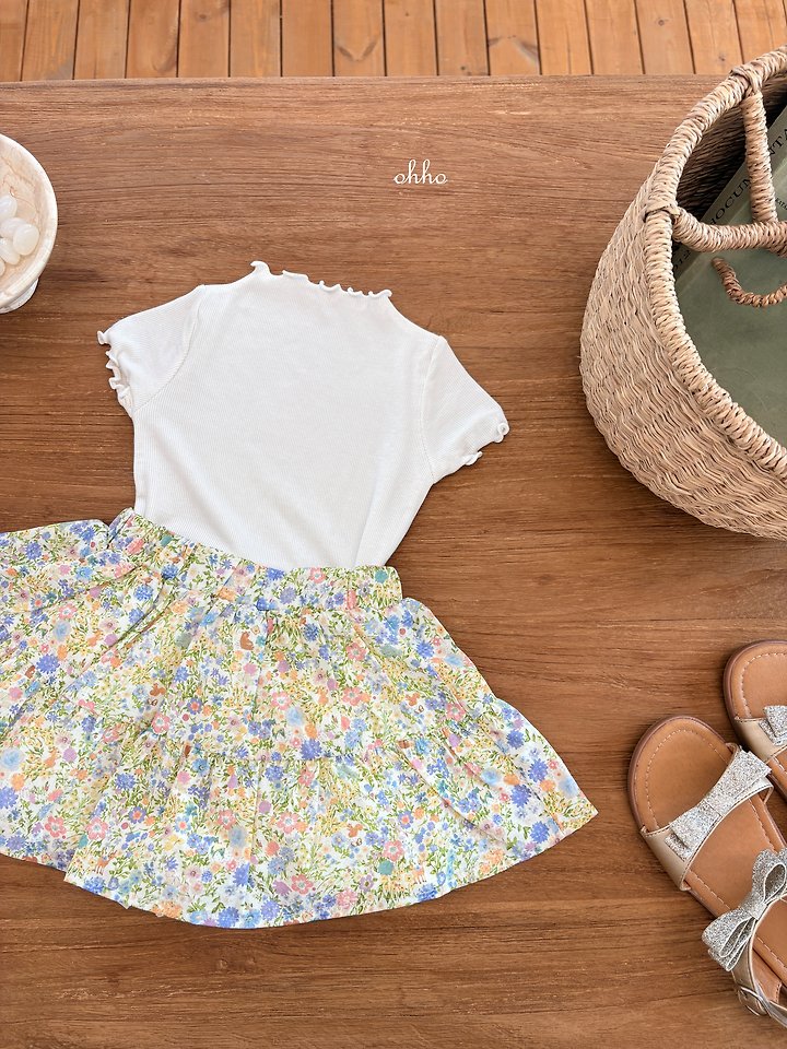 Ohho - Korean Children Fashion - #magicofchildhood - Floral Shirring Skirt - 9