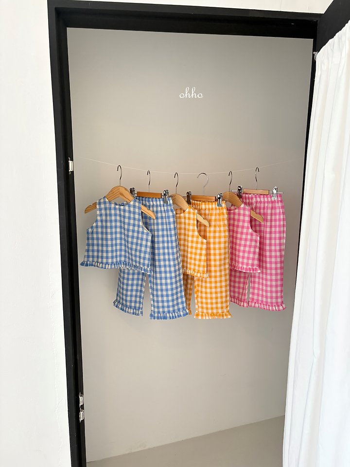 Ohho - Korean Children Fashion - #toddlerclothing - Check Frill Sleeveless