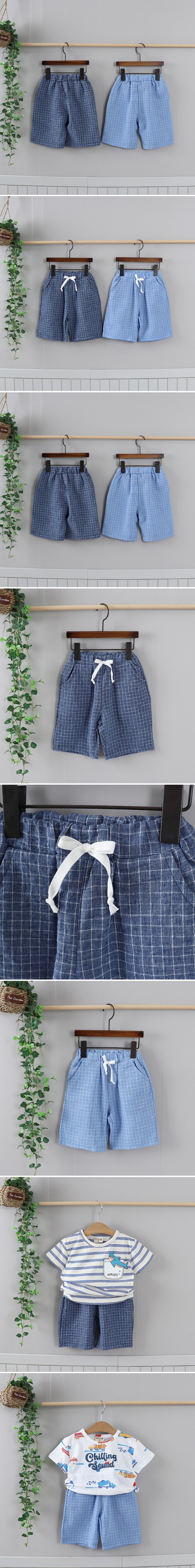 Olive denim - Korean Children Fashion - #childofig - Slub Check Pants
