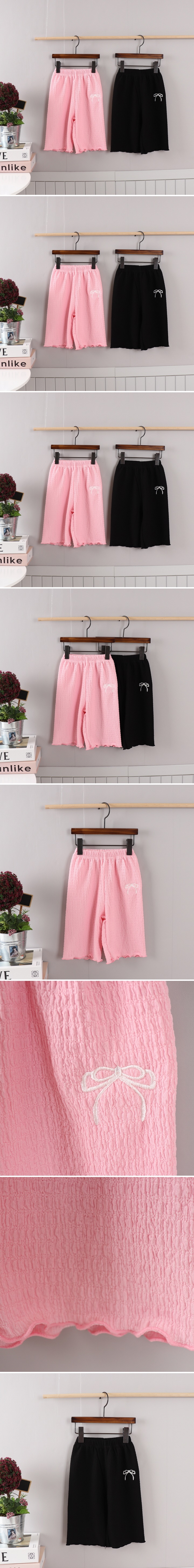 Olive denim - Korean Children Fashion - #childrensboutique - Span Ribbon Embroidery Wide Pants