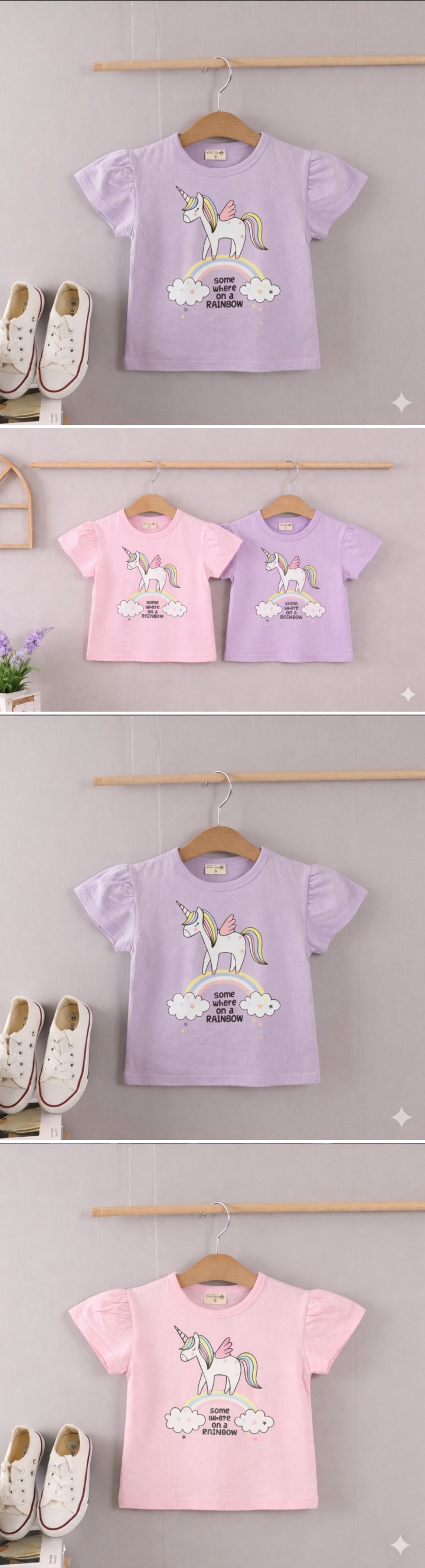 Olive denim - Korean Children Fashion - #fashionkids - Rainbow Unicorn Tee