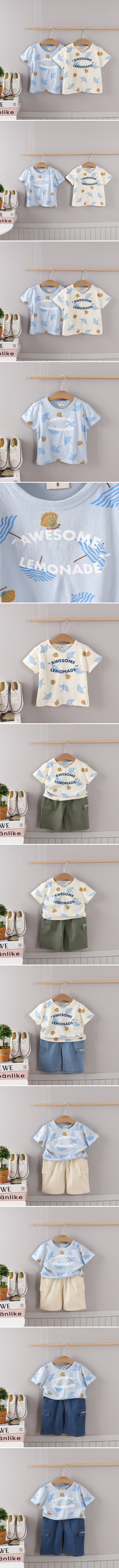 Olive denim - Korean Children Fashion - #kidsshorts - Lemonade Tee