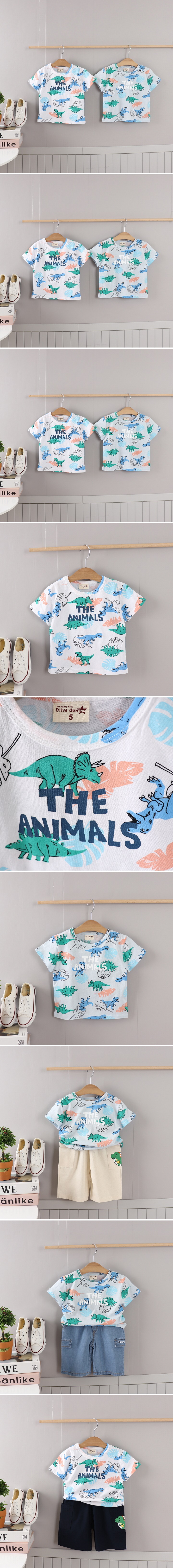 Olive denim - Korean Children Fashion - #littlefashionista - Jurassic Tee