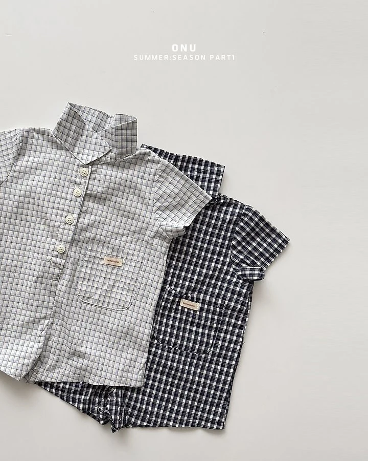 Onu - Korean Baby Fashion - #onlinebabyshop - Bebe Check Suit - 5