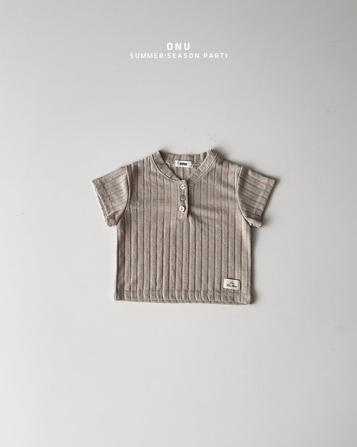 Onu - Korean Children Fashion - #Kfashion4kids - Ribbed Button Tee - 3