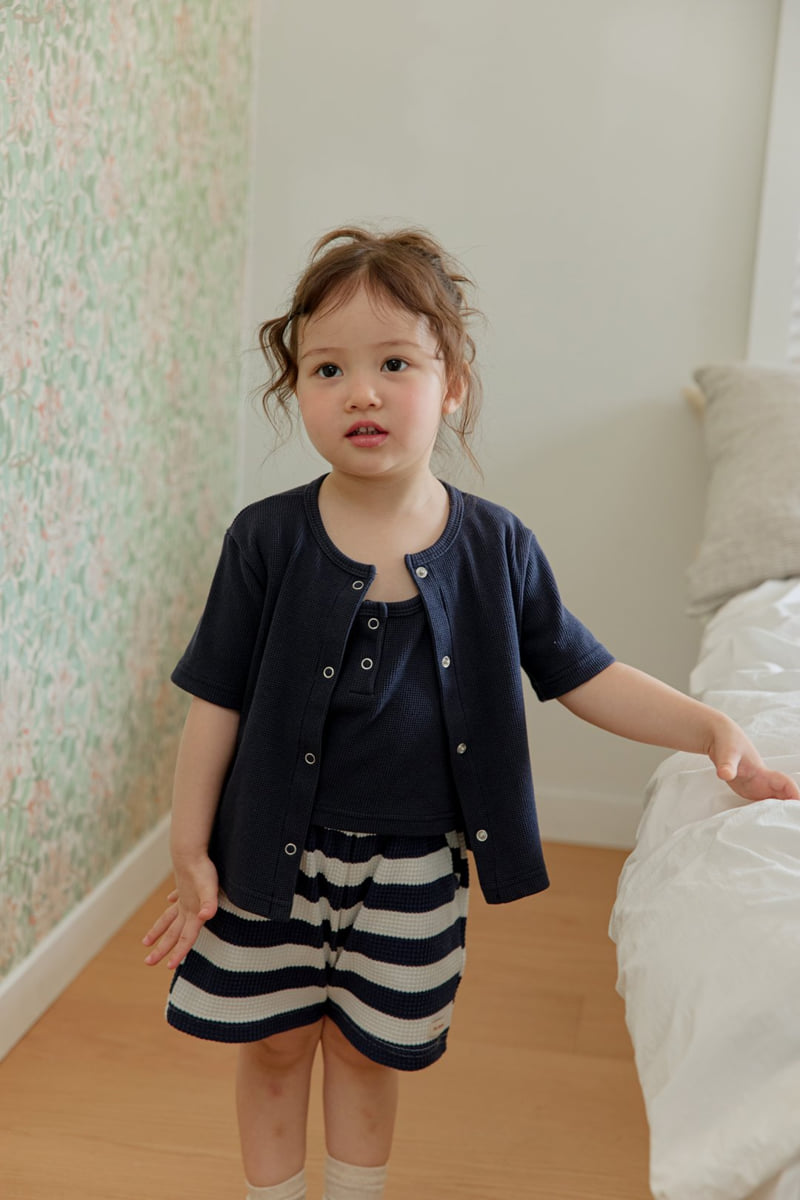 Onu - Korean Children Fashion - #childofig - Waffle Short Sleeve Cardigan - 12