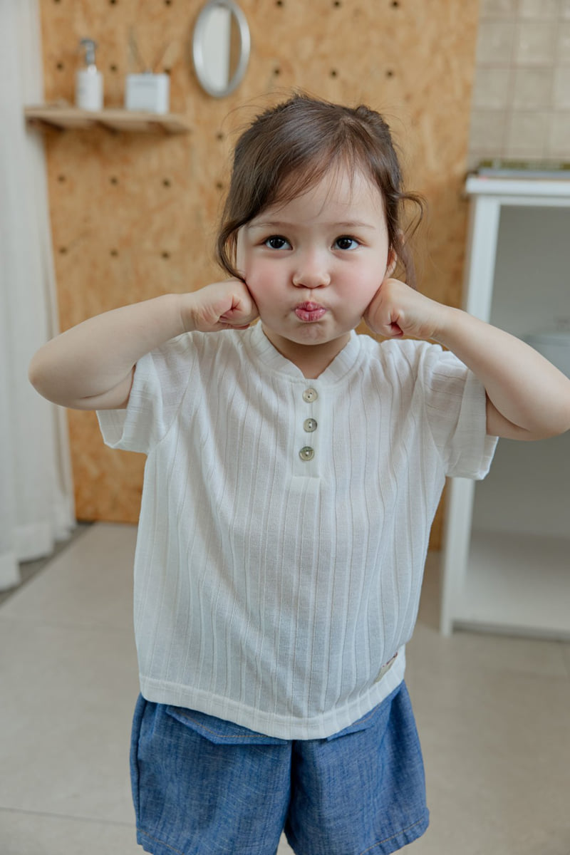 Onu - Korean Children Fashion - #childrensboutique - Ribbed Button Tee - 10
