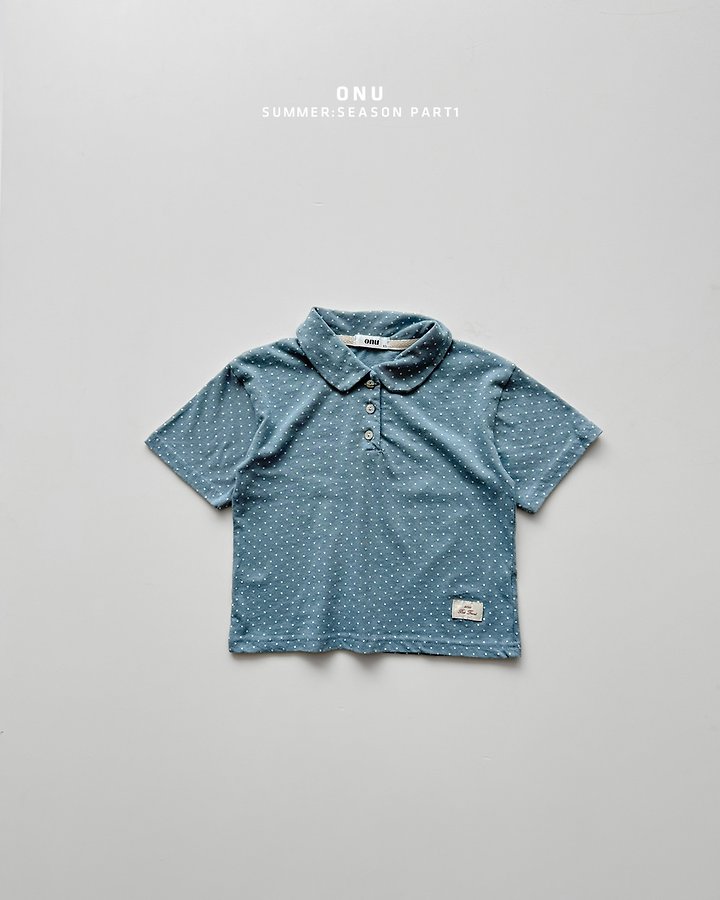 Onu - Korean Children Fashion - #childrensboutique - Dot Collar Short Sleeve Tee - 2