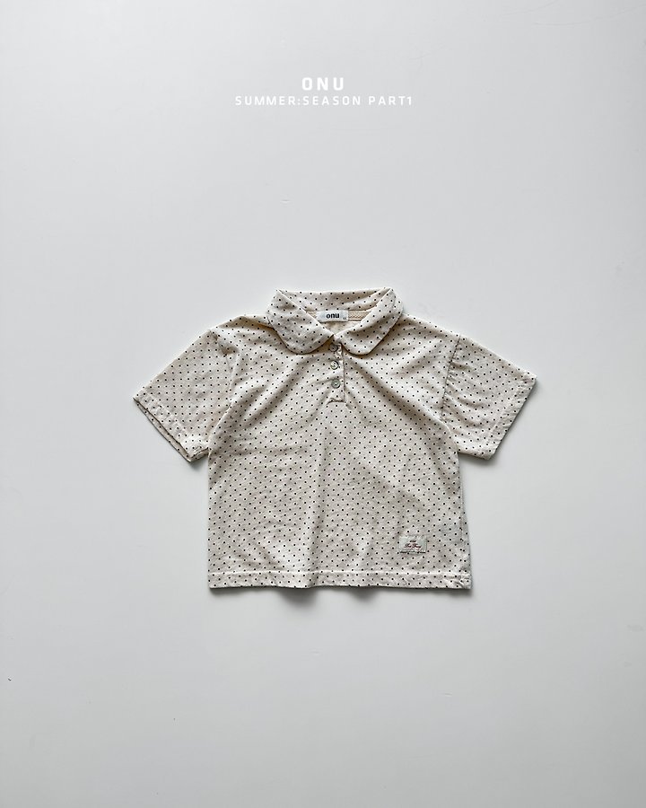 Onu - Korean Children Fashion - #designkidswear - Dot Collar Short Sleeve Tee - 3