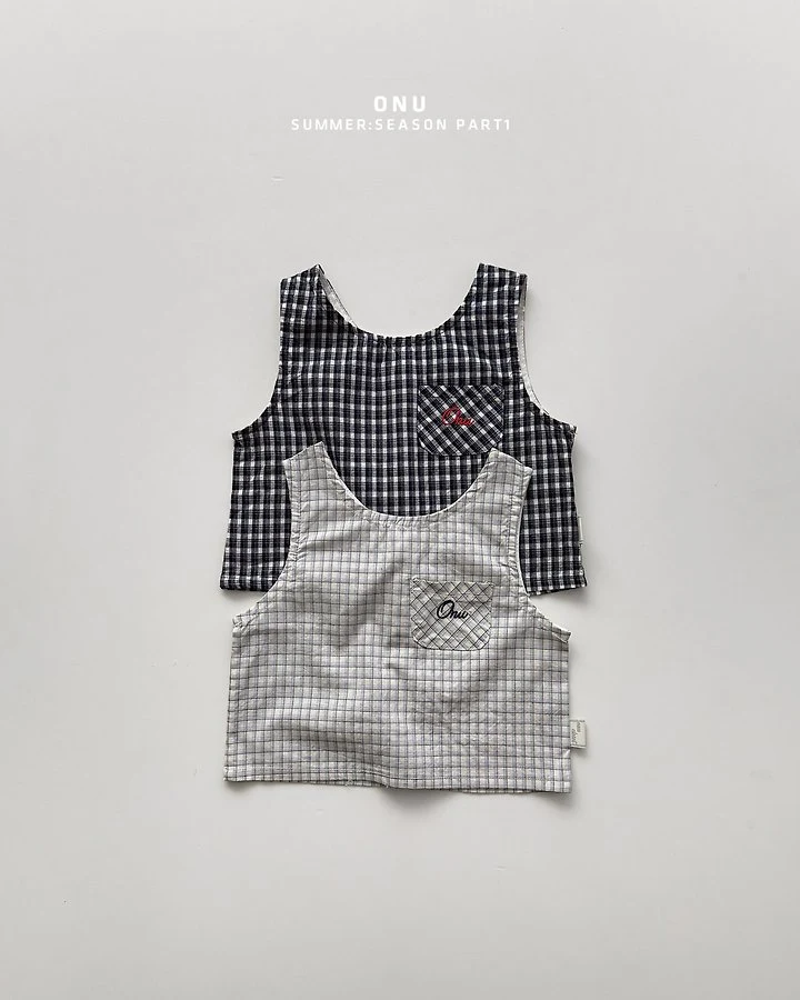 Onu - Korean Children Fashion - #discoveringself - Check Sleeveless Blouse