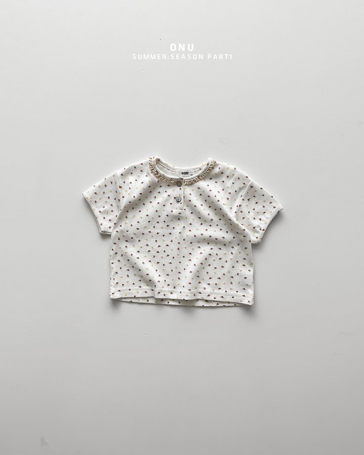 Onu - Korean Children Fashion - #discoveringself - Flower Lace Tee - 2