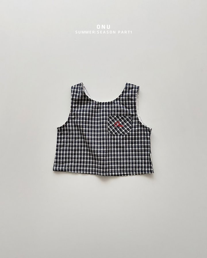 Onu - Korean Children Fashion - #kidsshorts - Check Sleeveless Blouse - 3
