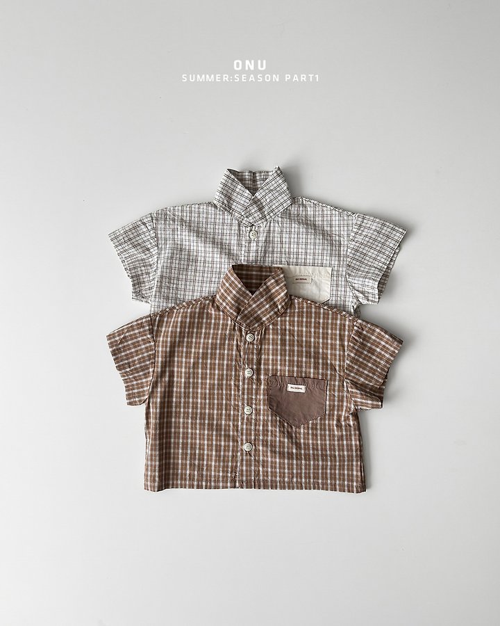 Onu - Korean Children Fashion - #kidsshorts - Summer Check Shirt