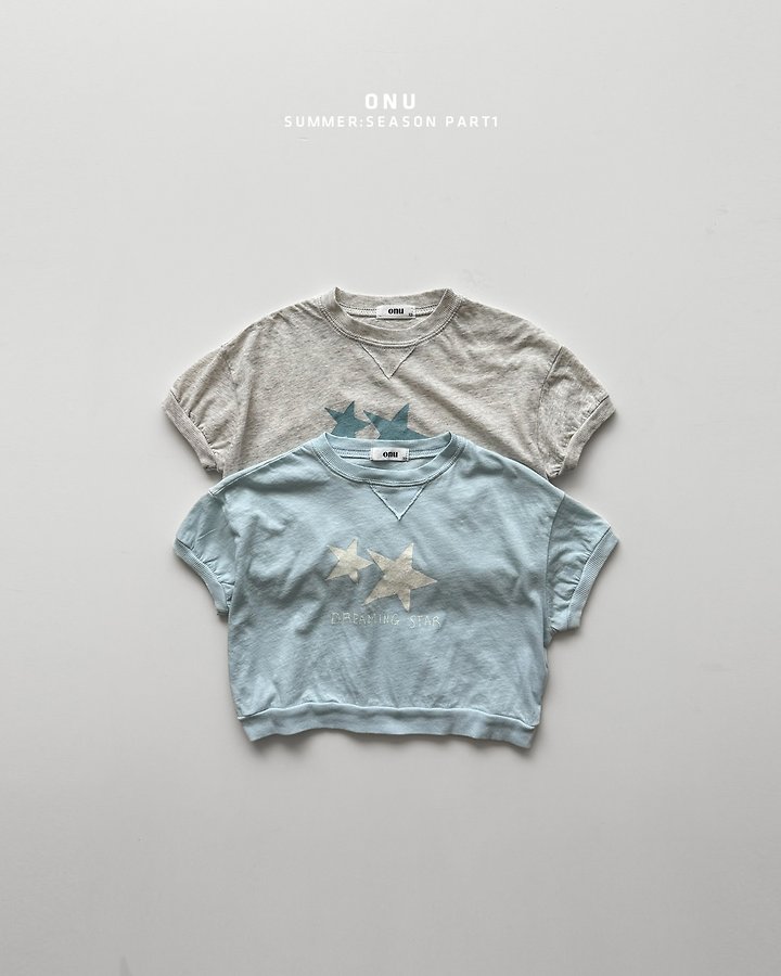 Onu - Korean Children Fashion - #kidsshorts - Star Ribbed Tee