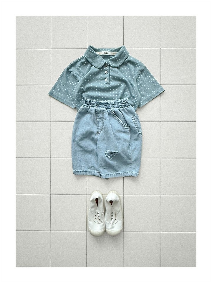 Onu - Korean Children Fashion - #kidsstore - Dot Collar Short Sleeve Tee - 7