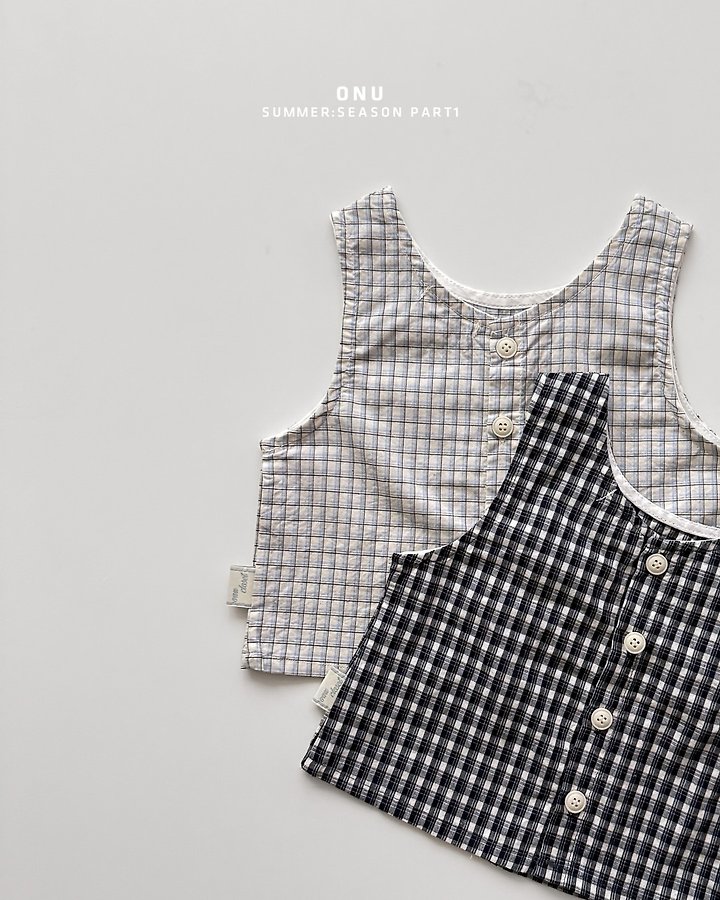 Onu - Korean Children Fashion - #kidzfashiontrend - Check Sleeveless Blouse - 5
