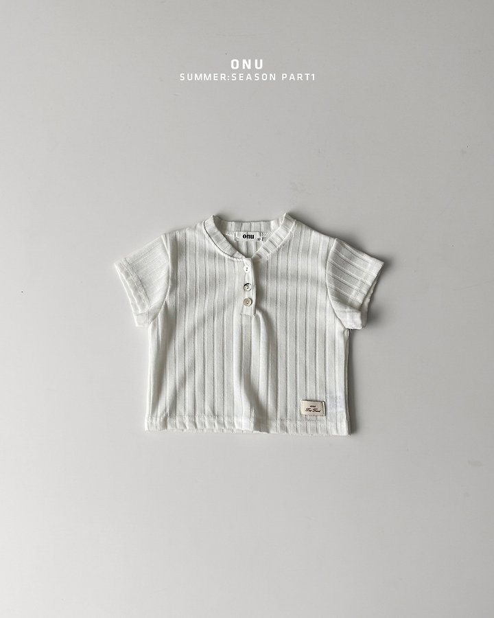 Onu - Korean Children Fashion - #kidzfashiontrend - Ribbed Button Tee - 2
