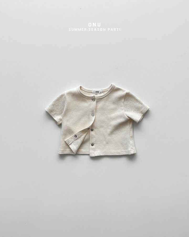 Onu - Korean Children Fashion - #kidzfashiontrend - Waffle Short Sleeve Cardigan - 3