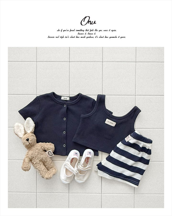 Onu - Korean Children Fashion - #littlefashionista - Mini Waffle Sleeveless - 6