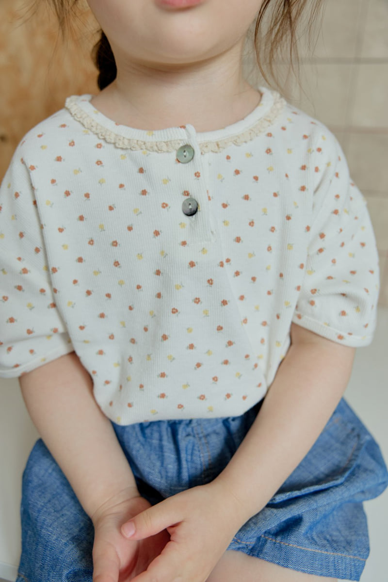 Onu - Korean Children Fashion - #minifashionista - Flower Lace Tee - 10