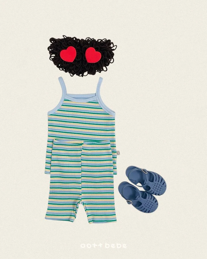 Oott Bebe - Korean Baby Fashion - #babyboutique - Rainbow Strap Sleeveless Set - 6