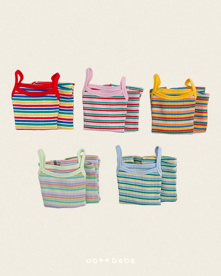 Oott Bebe - Korean Baby Fashion - #babyboutique - Rainbow Strap Sleeveless Set - 7