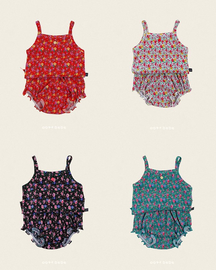 Oott Bebe - Korean Baby Fashion - #babyboutique - Flower Pleats Sleeveless Bloomer - 6