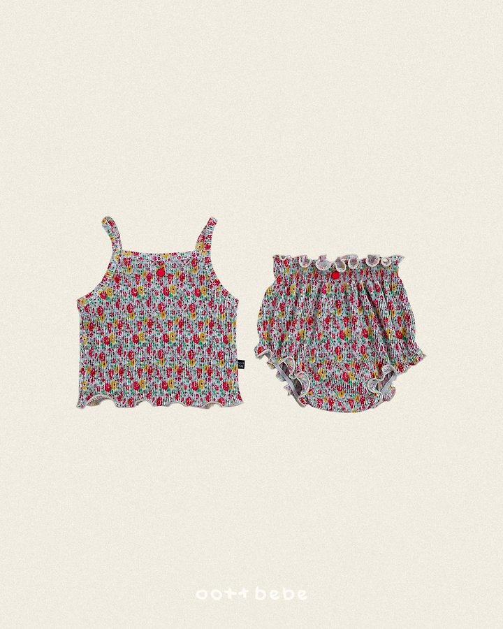 Oott Bebe - Korean Baby Fashion - #babyboutiqueclothing - Flower Pleats Sleeveless Bloomer - 7