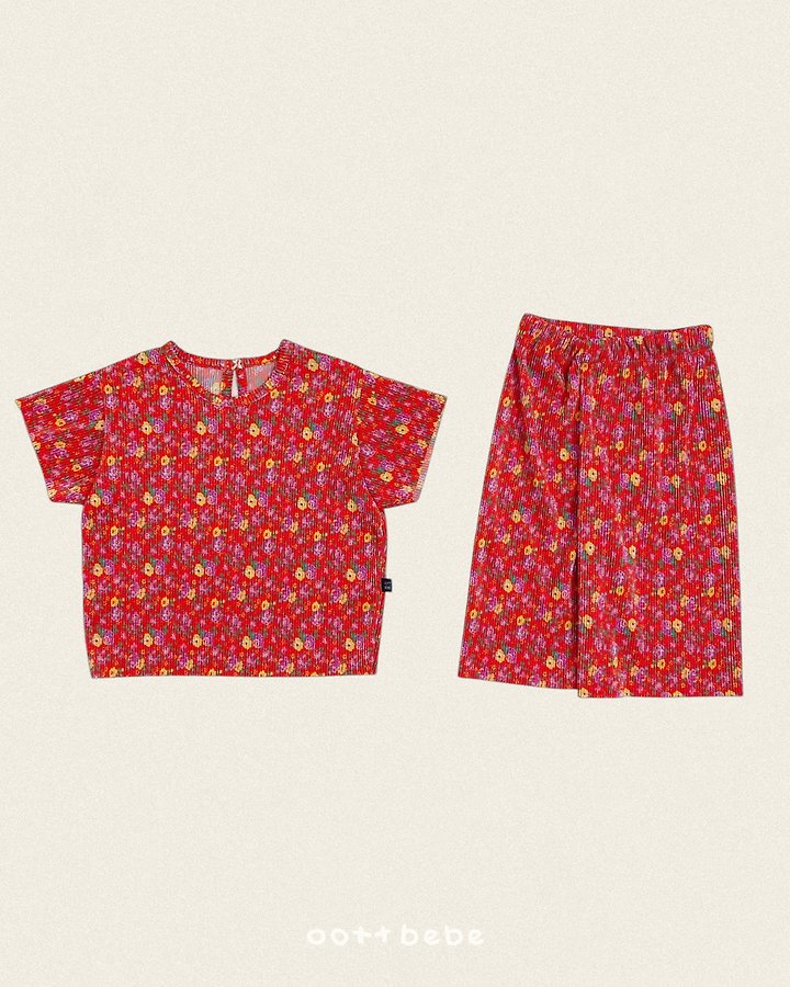 Oott Bebe - Korean Baby Fashion - #babyboutiqueclothing - Flower Pleats Set - 6