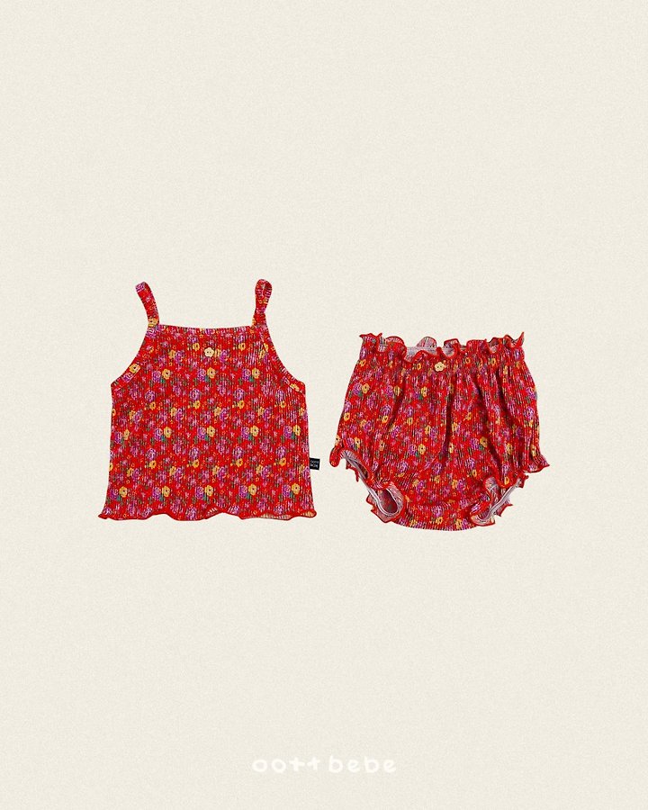 Oott Bebe - Korean Baby Fashion - #babyclothing - Flower Pleats Sleeveless Bloomer - 8