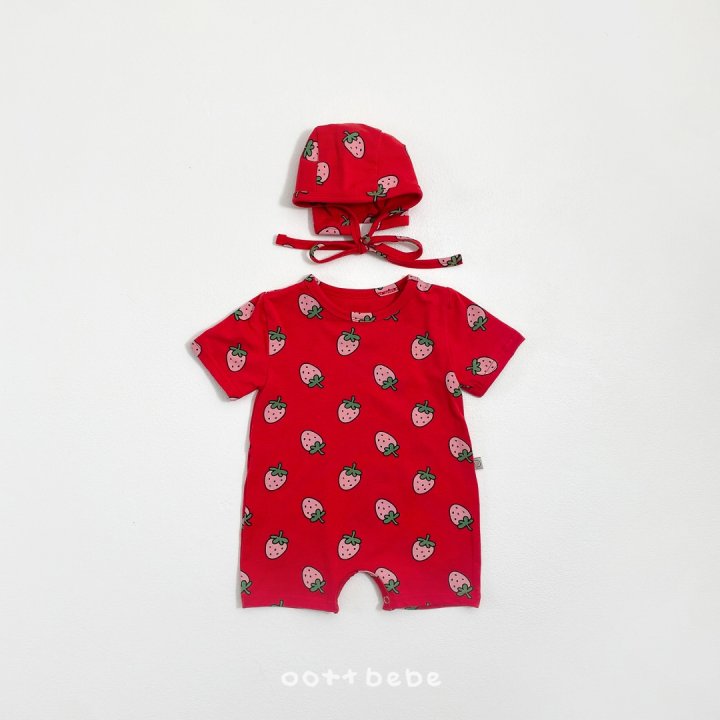 Oott Bebe - Korean Baby Fashion - #babyfashion - Strawberry Full Bodysuit - 3