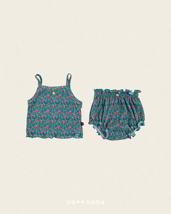 Oott Bebe - Korean Baby Fashion - #babyfashion - Flower Pleats Sleeveless Bloomer - 9
