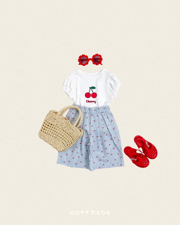 Oott Bebe - Korean Baby Fashion - #babyfashion - Cherry Stripe Pants - 3