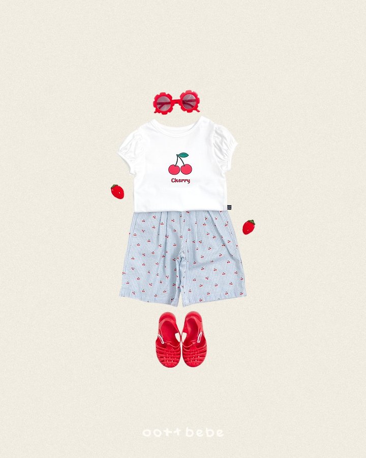 Oott Bebe - Korean Baby Fashion - #babyfashion - Cherry Puff Tee - 2